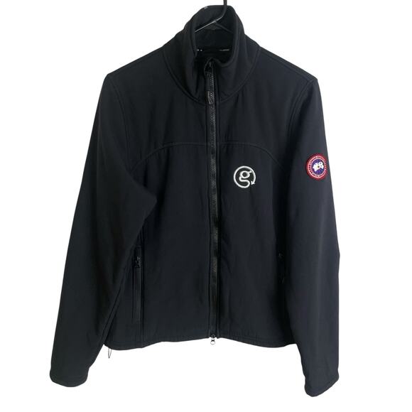 Canada Goose Jacket Womens XL Black Fleece Lined Full Zip Outdoors Pockets LOGO - Picture 1 of 16